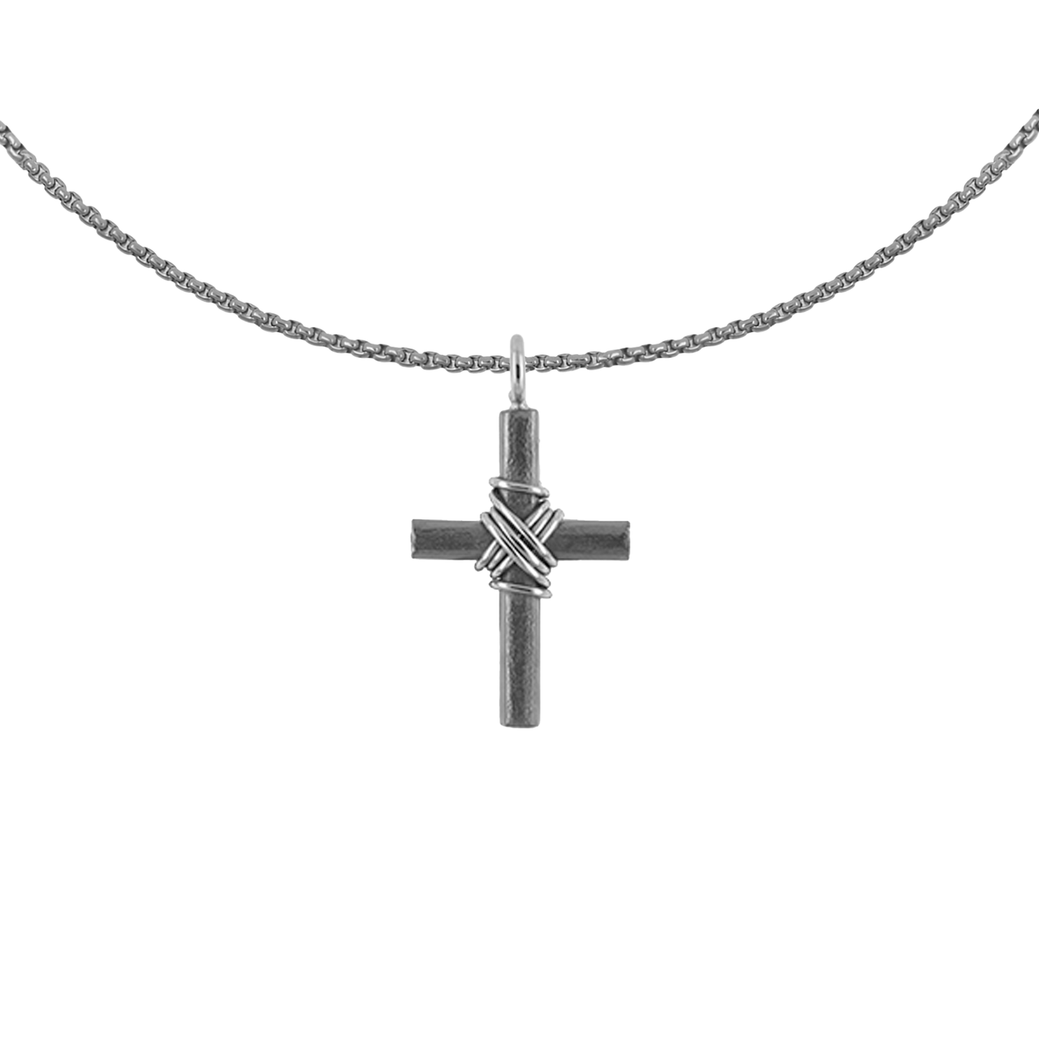 Títaníum kross - oxíderaður, fínhammraður og pólerfaður.  Vönduð vara frá Zeezen.  Ófeigur gullsmiðja - ofeigur.is