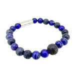 Ófeigur gullsmiðja kynnir - Hraunarmband blandað með lapis lazuli. Títaníum segullás. Hönnun og smíði Zeezen - ofeigur.is