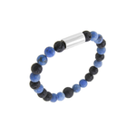 Lava bracelet with frosted lapis from Zeezen.  Ofeigur jewelry - ofeigur.is