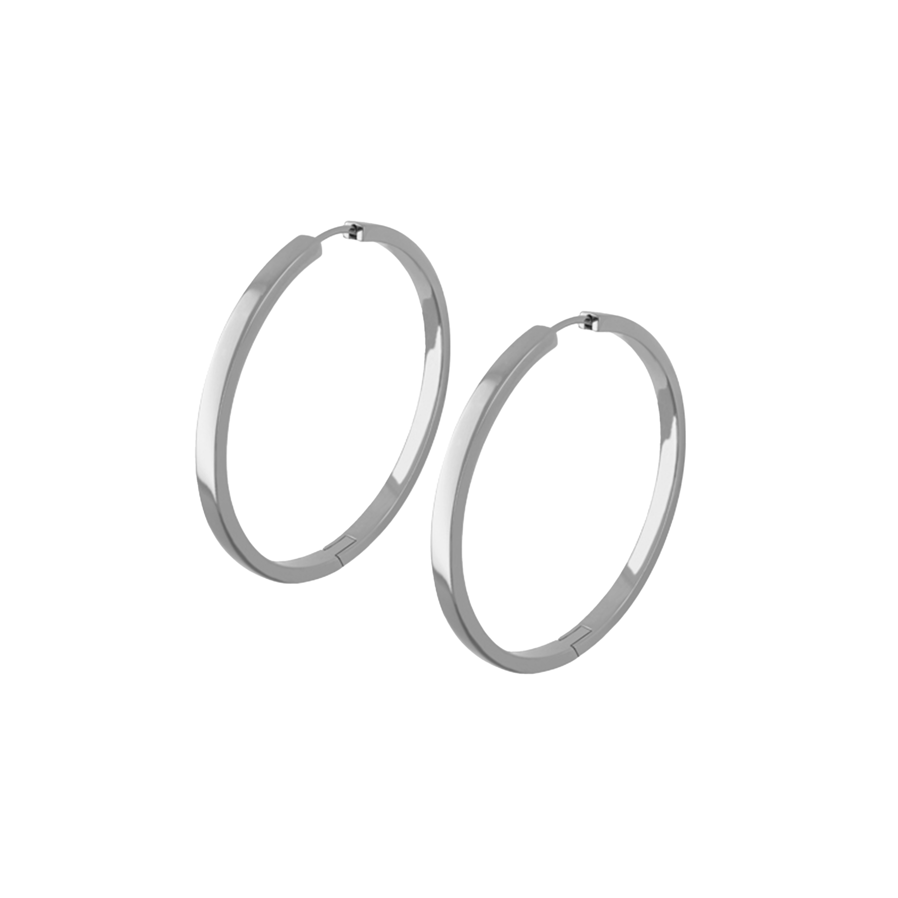 Títaníum eyrnalokka hringir póleraðir 29mm fást hjá Gullsmiðju Ófeigs. Titanium hoops earrings polsihed surface 29mm from Zeezen buy at - Ófeigur gullsmiðja - ofeigur.is