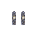 LAVA - Huggie earrings w/ 18k yellow gold and 2X0.01 White Diamond TW/SI-2(LG). By at Ófeigur gullsmiðja - ofeigur.is