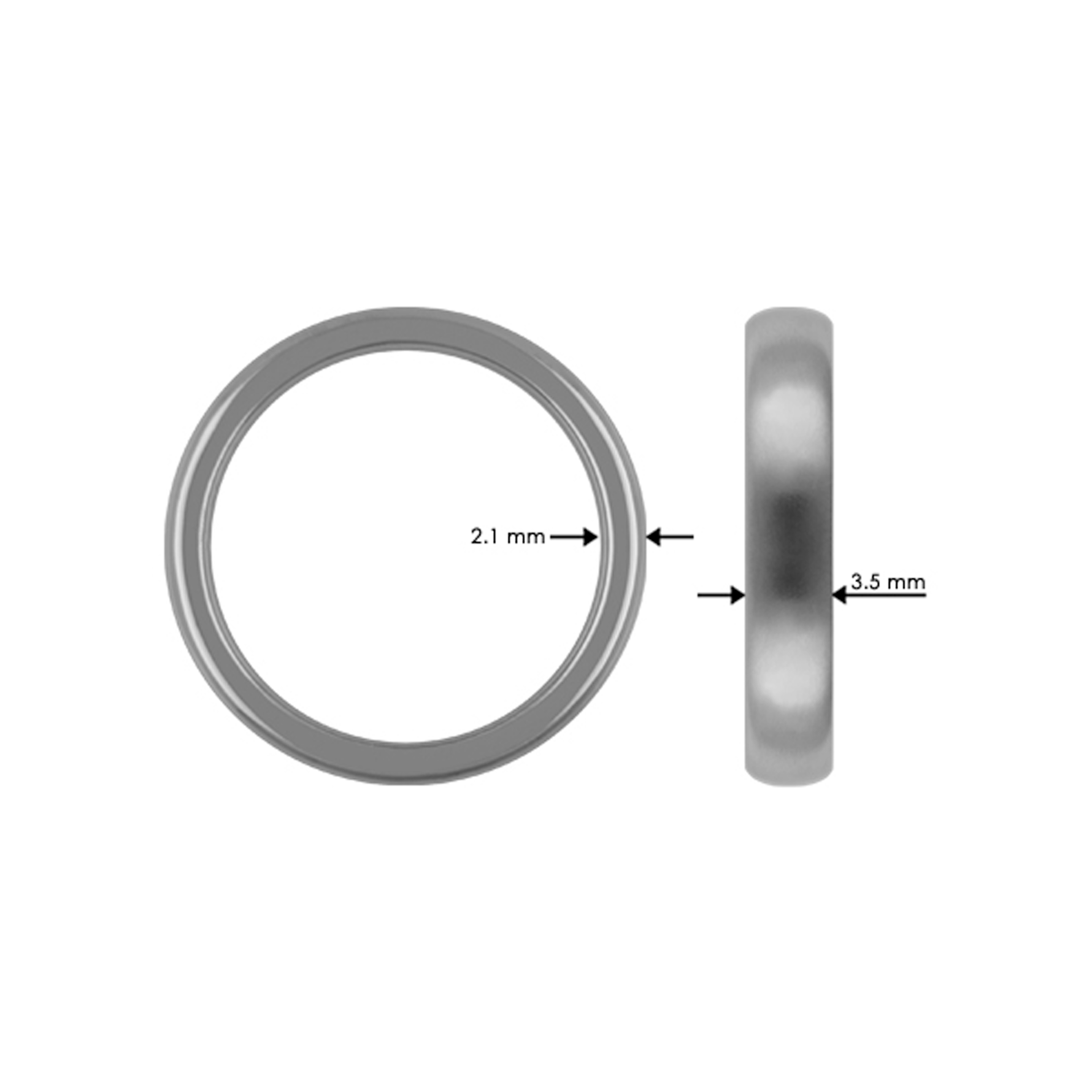 Mattur títaníumhringur handunninn af Zeezen. Mál W: 3.5 mm og H: 2.1 mm Crafted by Zeezen, the Titan Ring Mat boasts precise dimensions of W: 3.5 mm and H: 2.1 mm, ensuring a sleek and streamlined design. Ófeigur gullsmiðja - ofeigur.is