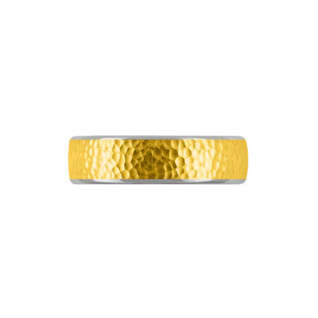 Titan Ring w/ 24k Yellow Gold Flat Hammered/Mat. Ófeigur jewelry - ofeigur.is