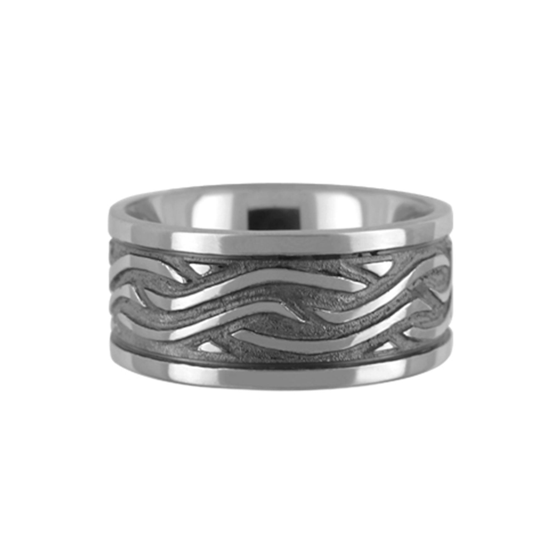 Titanium ring with hand engraved Celtic pattern, made by Zeezen - ofeigur.is  