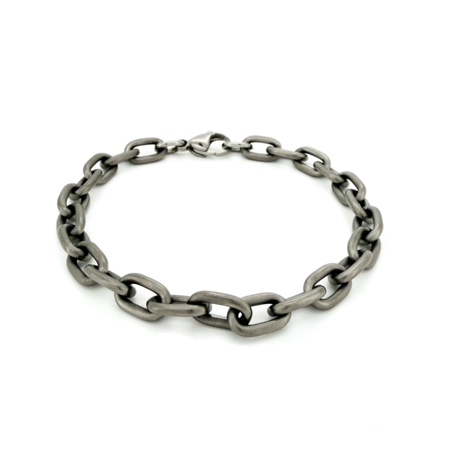 Sandblásið armband úr þykkri títaníumkeðju, 6,8mm hringlaga keðju armband. Ófeigur gullsmiðja - Skólavörðustígur 5, 101 Reykjavík.  ofeigur.is