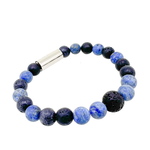 Lava bracelet with frosted lapis from Zeezen.  Ofeigur jewelry - ofeigur.is