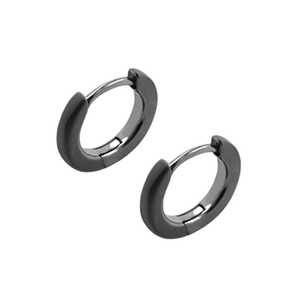 Dökkgráir títaníum hringeyrnalokkar (huggie) með mattri áferð - ofeigur.is