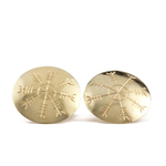 As a master goldsmith with expertise in silver craftsmanship, I present to you our limited edition of Ægishjálmur gold-plated silver cufflinks. These elegant and unique cufflinks, handcrafted and hand-engraved from 925 silver. Ófeigur jewelry - ofeigur.is