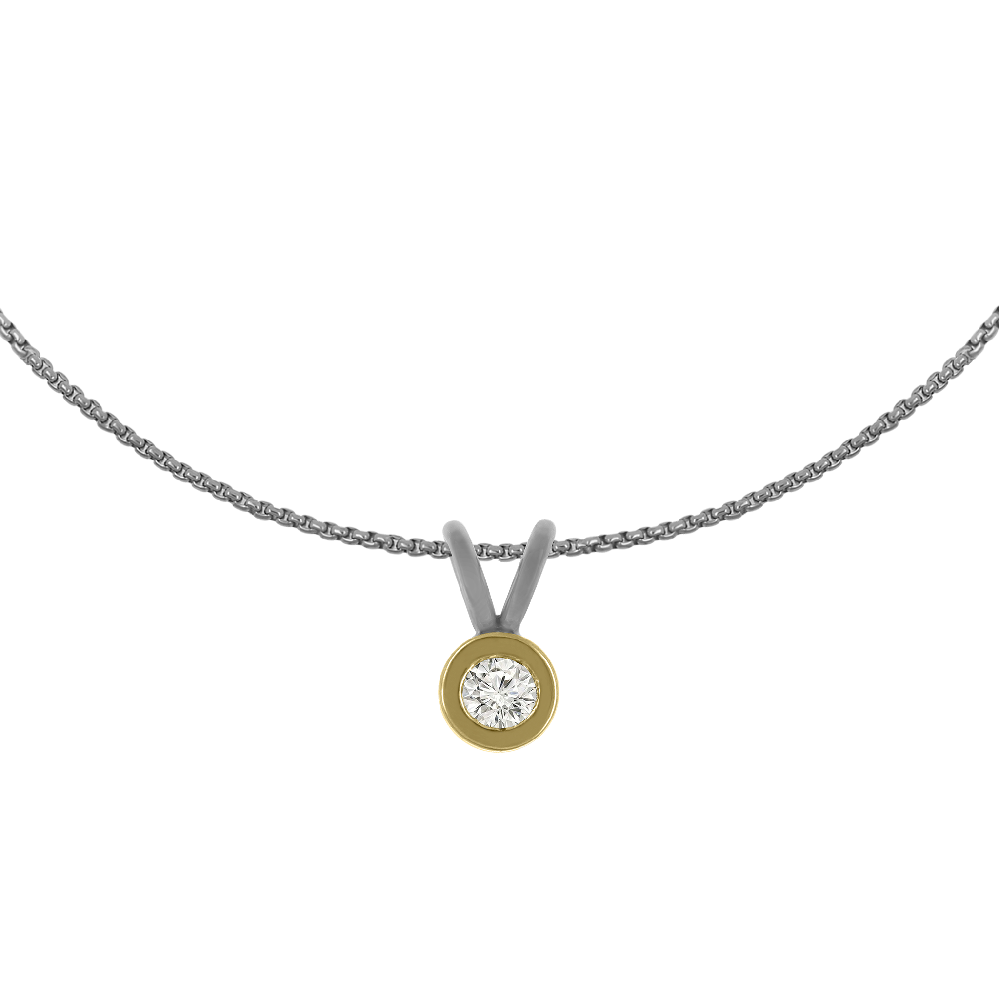 Titan Pendant with 1X0.16 White Diamond TW/SI-2(LG) VVS, 18k Yellow Gold, Sandblast/Polished.