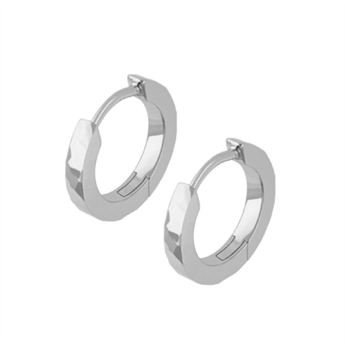 Small, handcrafted titanium huggie earrings flat hammered by Zeezen