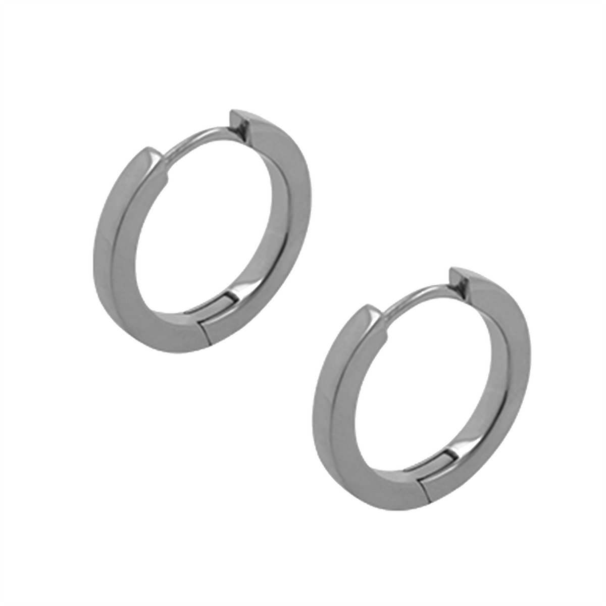 Lérttir og ofnæmisfríir títaníum eyrnalokka hringir (hoops). Kantaðir með póleraðri áferð. Stærð - Þvermál 16 mm - breidd: 2 mm þykkt: 2 mm. Ófeigur Gullsmiðja