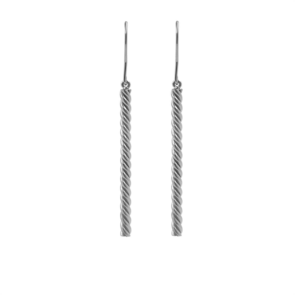 Titanium drop earrings by Zeezen, featuring elegant French hooks and polished titanium twists that hang gracefully below the earlobe.