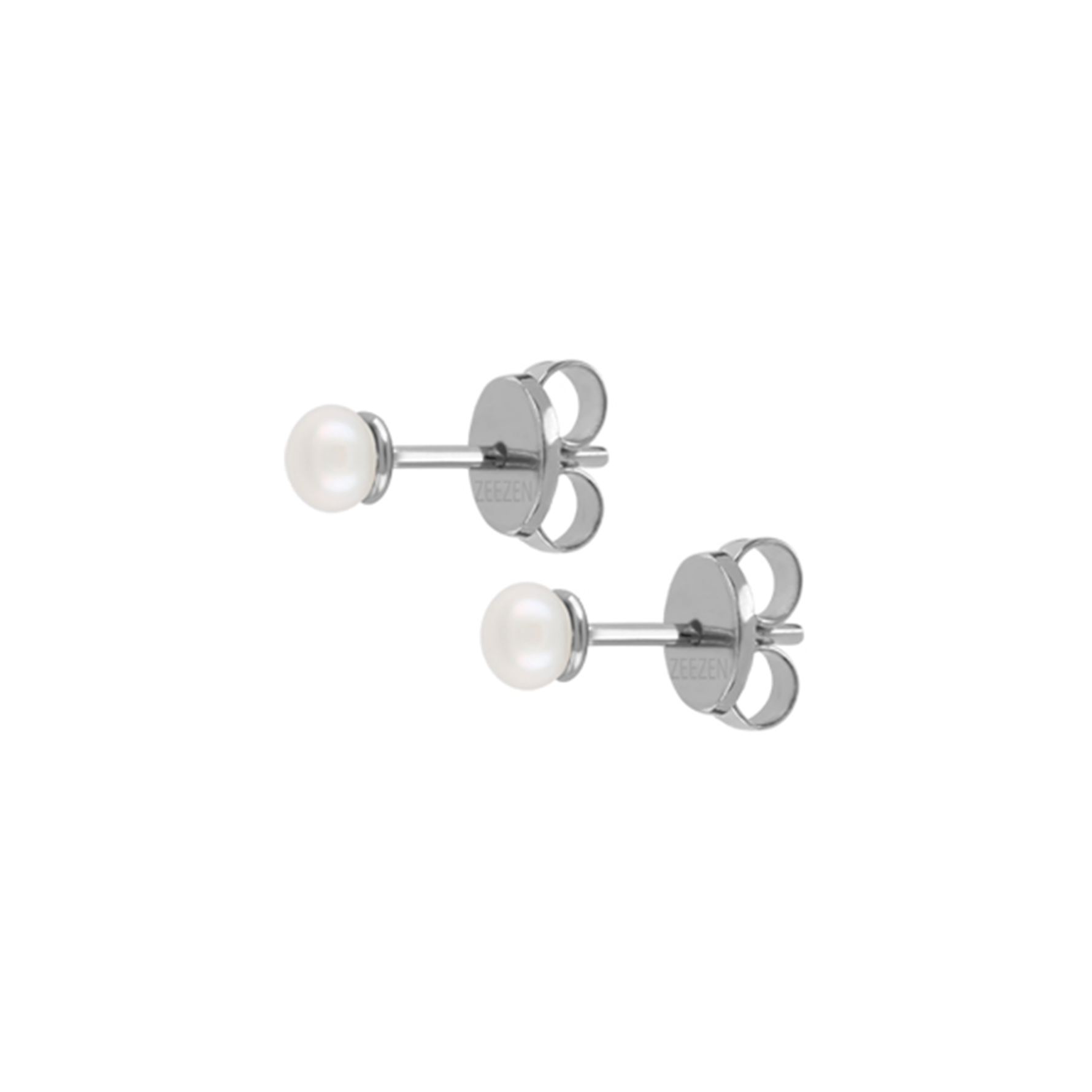 Introducing White Pearls Stud Earrings. These elegant earrings from the prestigious brand Zeezen feature luminous white freshwater pearls, ranging from 4-4.5mm. Elevate your style and radiate refinement with this timeless accessory. Perfect for any occasion.