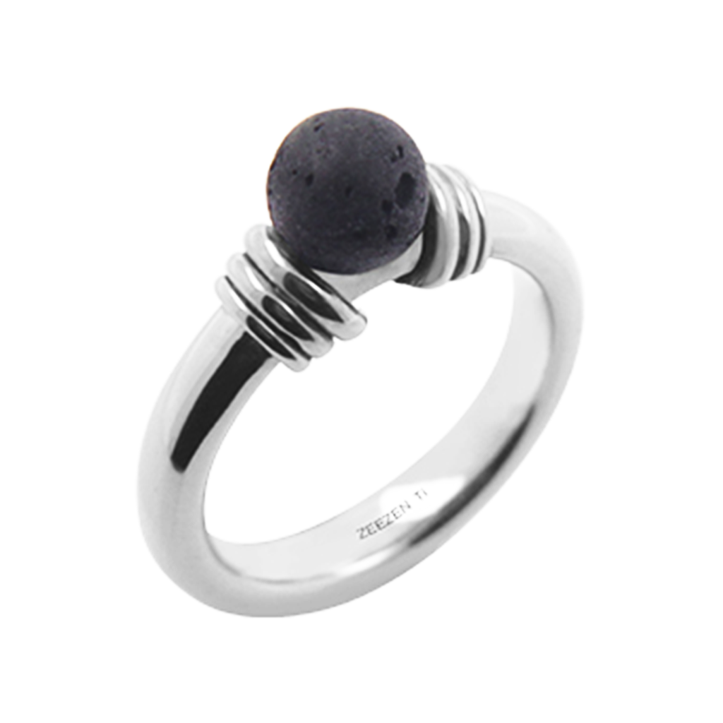 This titanium ring features a beautiful 6mm lava stone. Crafted by Zeezen. Ófeigur gullsmiðja, Skólavörðustígur 5, 101 Reykjavík, Iceland.