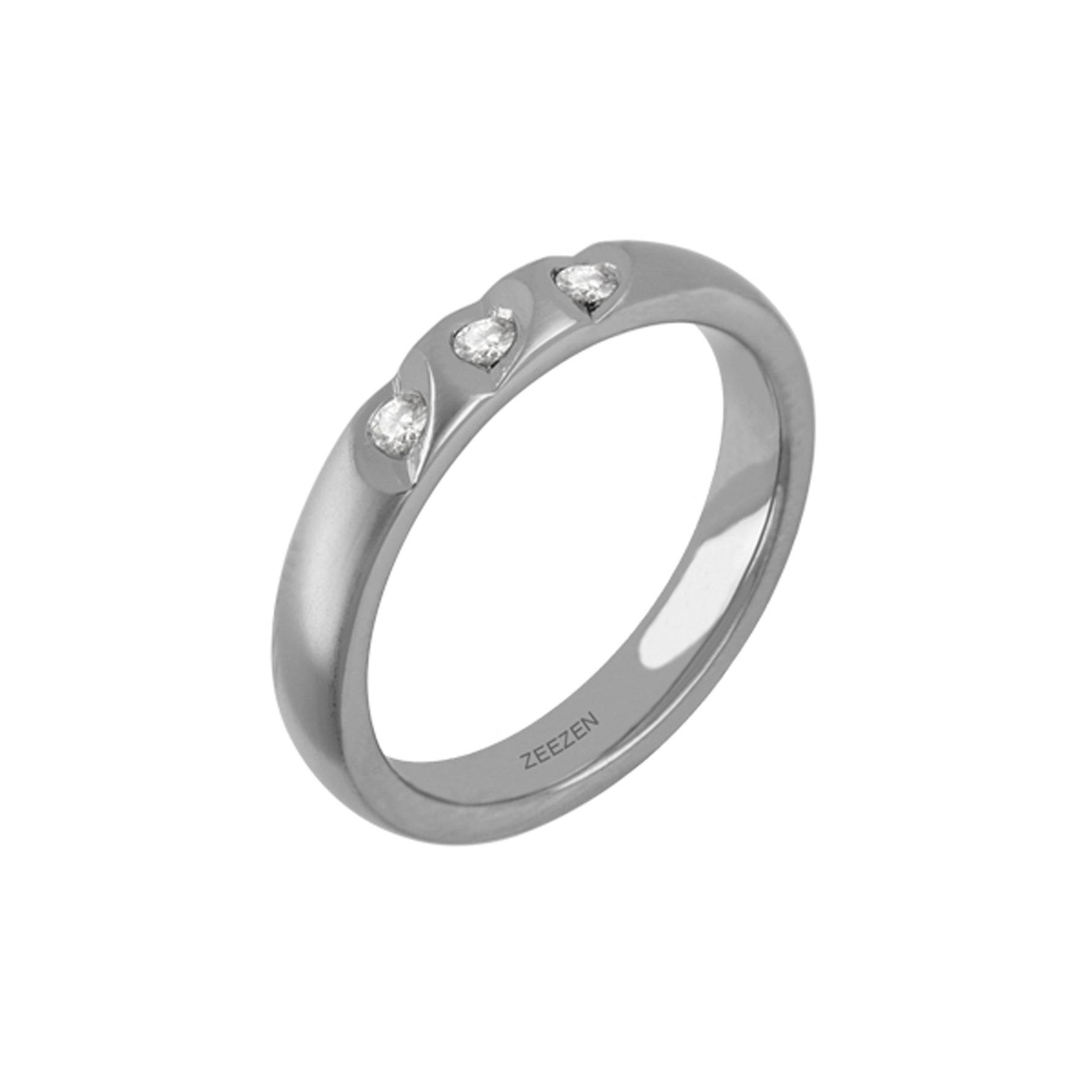 Zeezen - Titan Ring w/ Diamonds (3x0.03ct. White) Matte/Polished   Dimension W: 3.5 mm | H: 2.1 mm . Ófeigur gullsmiðja - ofeigur.is