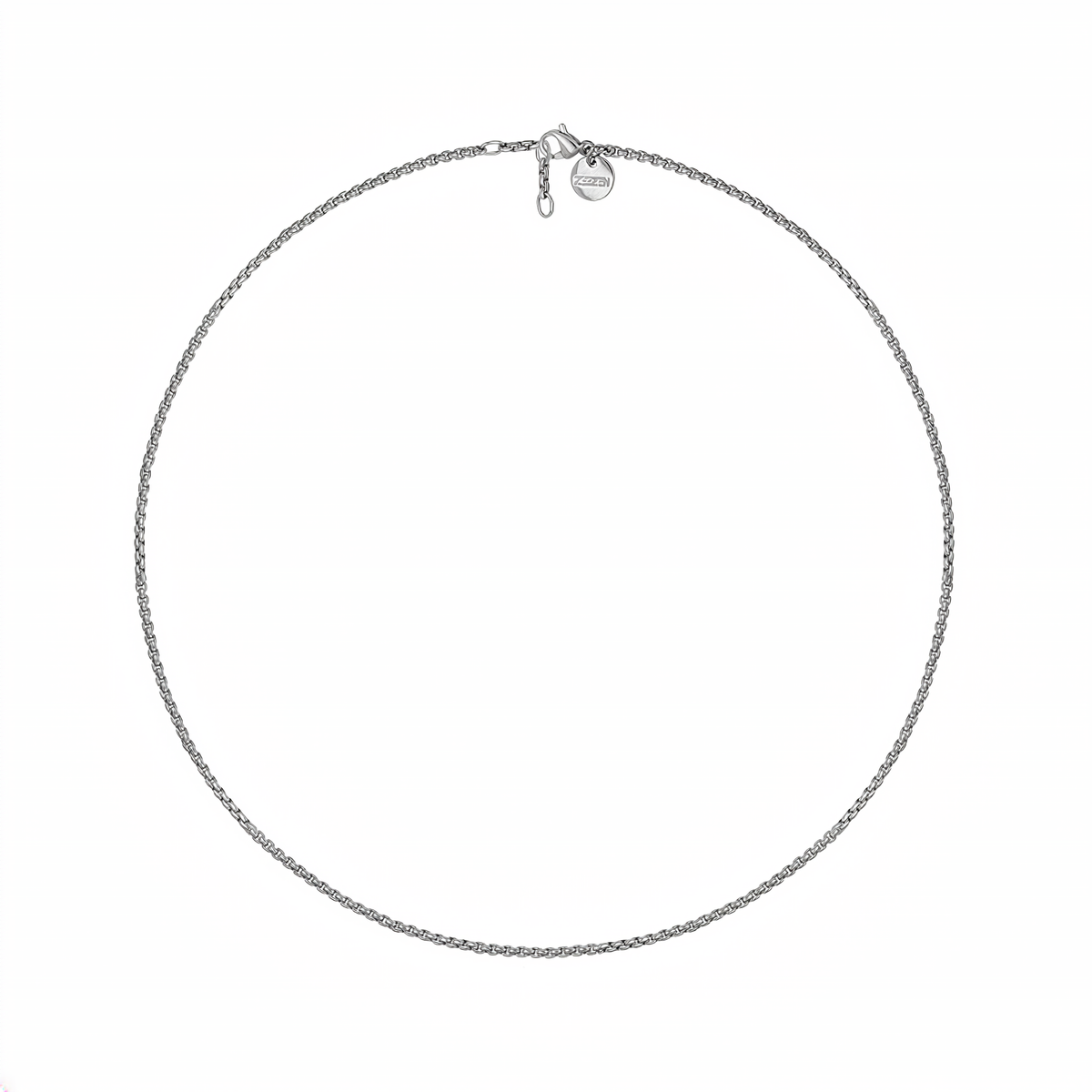 Hálskeðja úr póleruðu títaníum með 1,6 mm breiðum feneyskum Box Inka hlekkjum. Ófeigur gullsmiðja