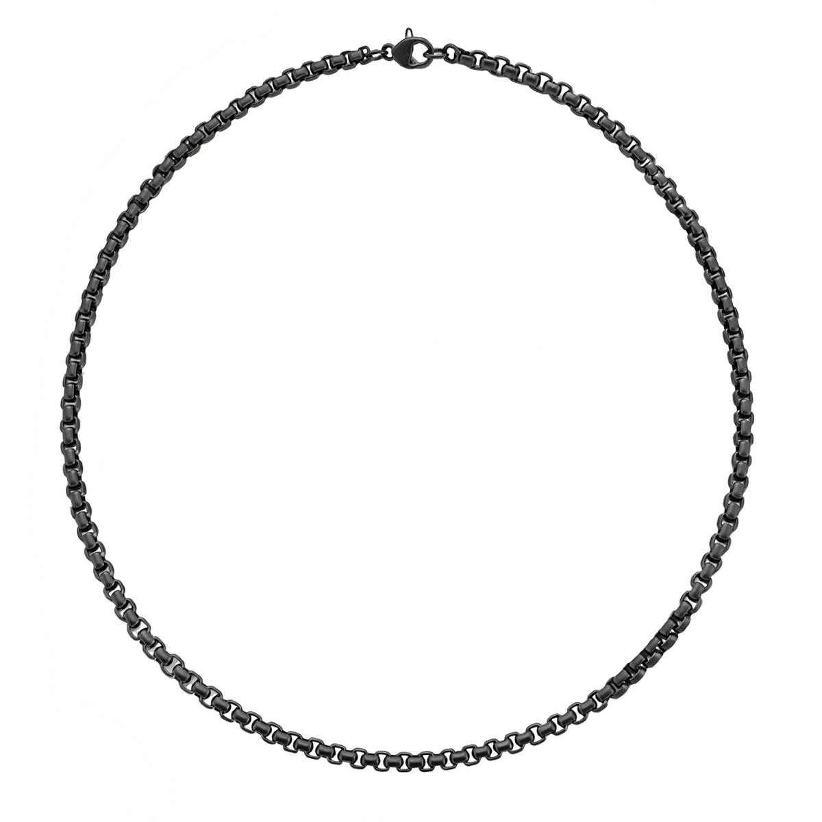 Hálskeðja úr títaníum frá Zeezen með 3 mm breiðum Venetian Box Inka hlekkjum og sandblásinni áferð. Keðjan er með karabínulás og framlengingu til að stilla lengdina. Fáanleg í tveimur stillanlegum lengdarútfærslum: 40, 42 eða 45 cm og 50, 55 eða 60 cm.