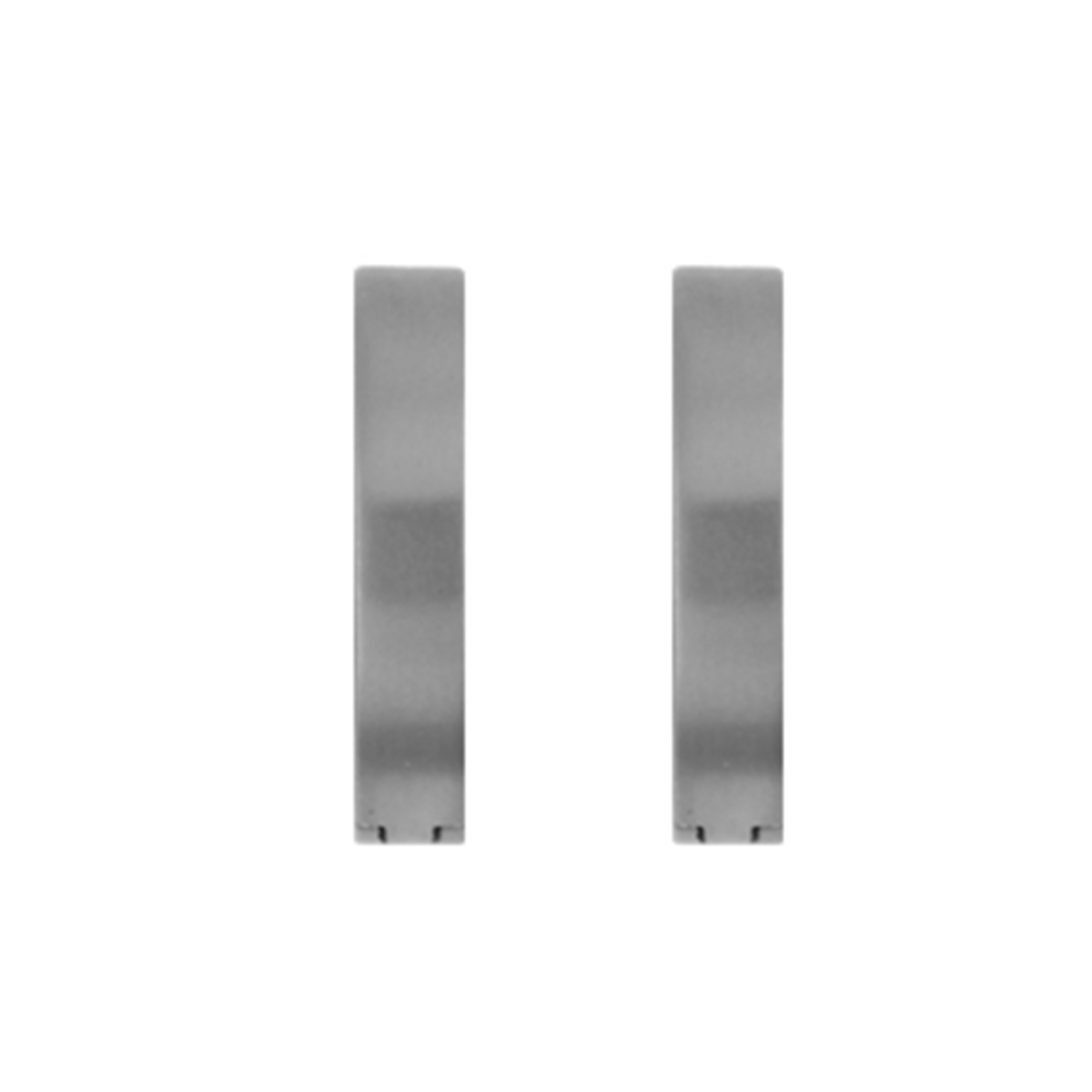 Small titanium huggie earrings with a matte finish. The earrings fit snugly around the earlobe. Titanium is a lightweight, hypoallergenic metal that does not tarnish.
Handcrafted by Zeezen.