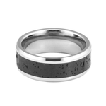 Tungsten ring with lava stone by at ofeigur.is - Ófeigur gullsmiðja