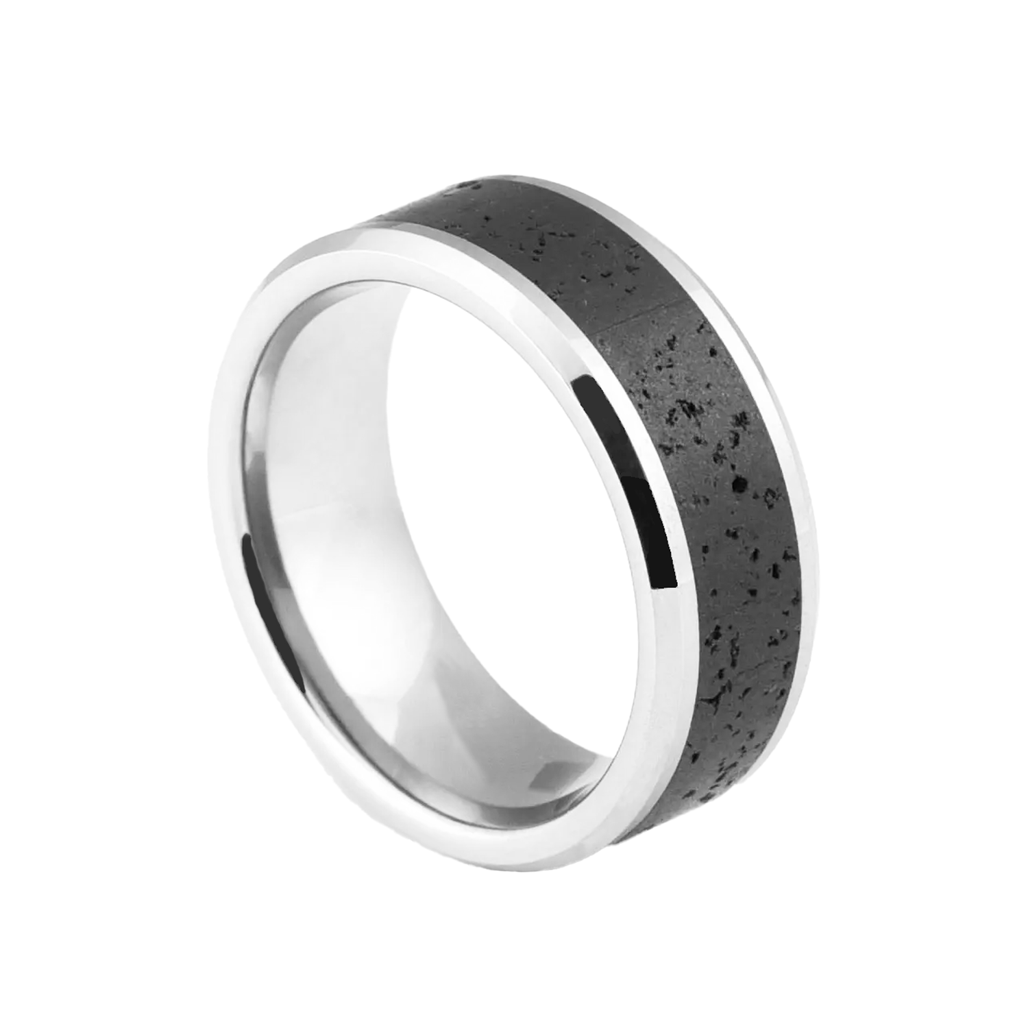 Tungsten ring with lava stone by at ofeigur.is - Ófeigur gullsmiðja