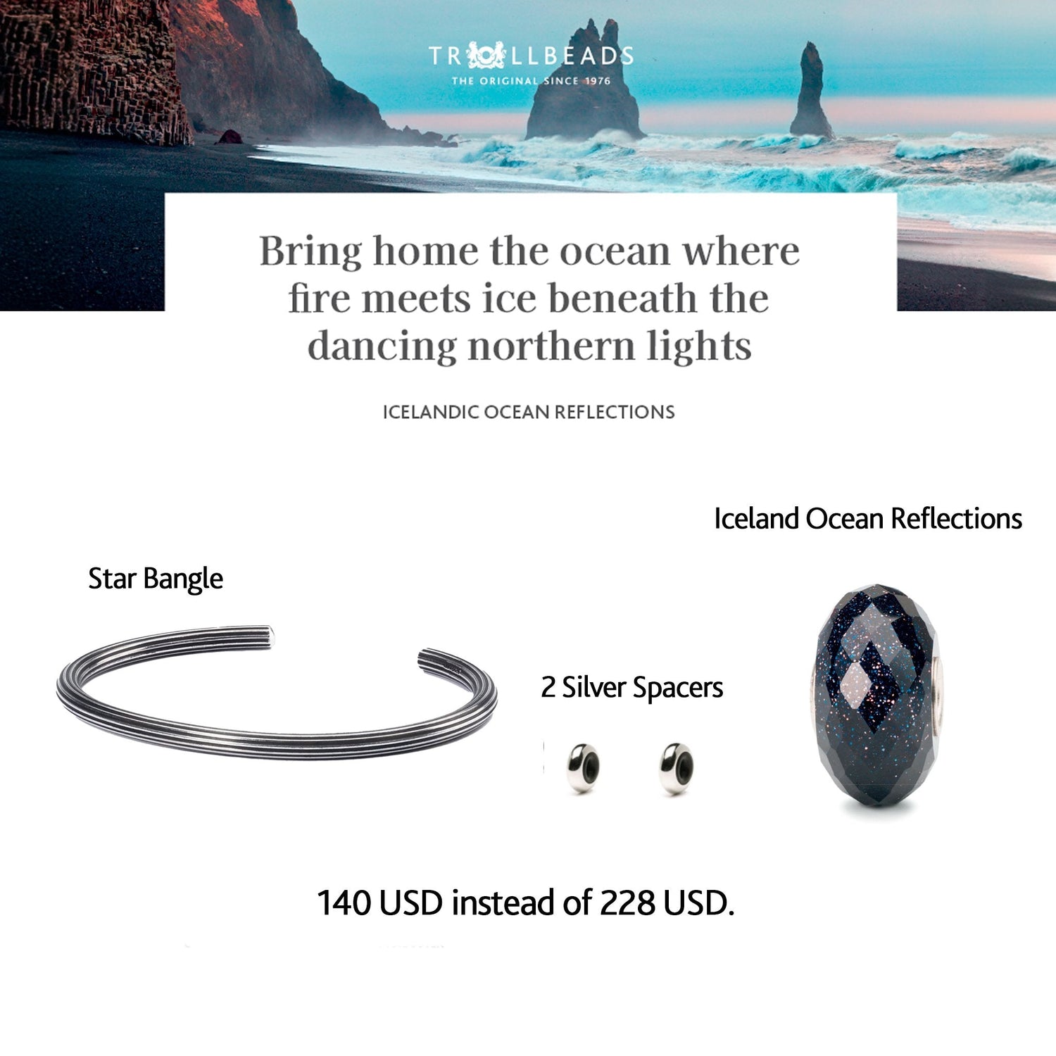 Trollbeads - Icelandi Ocean Reflections with Star Bangle - nammi.isTrollbeads