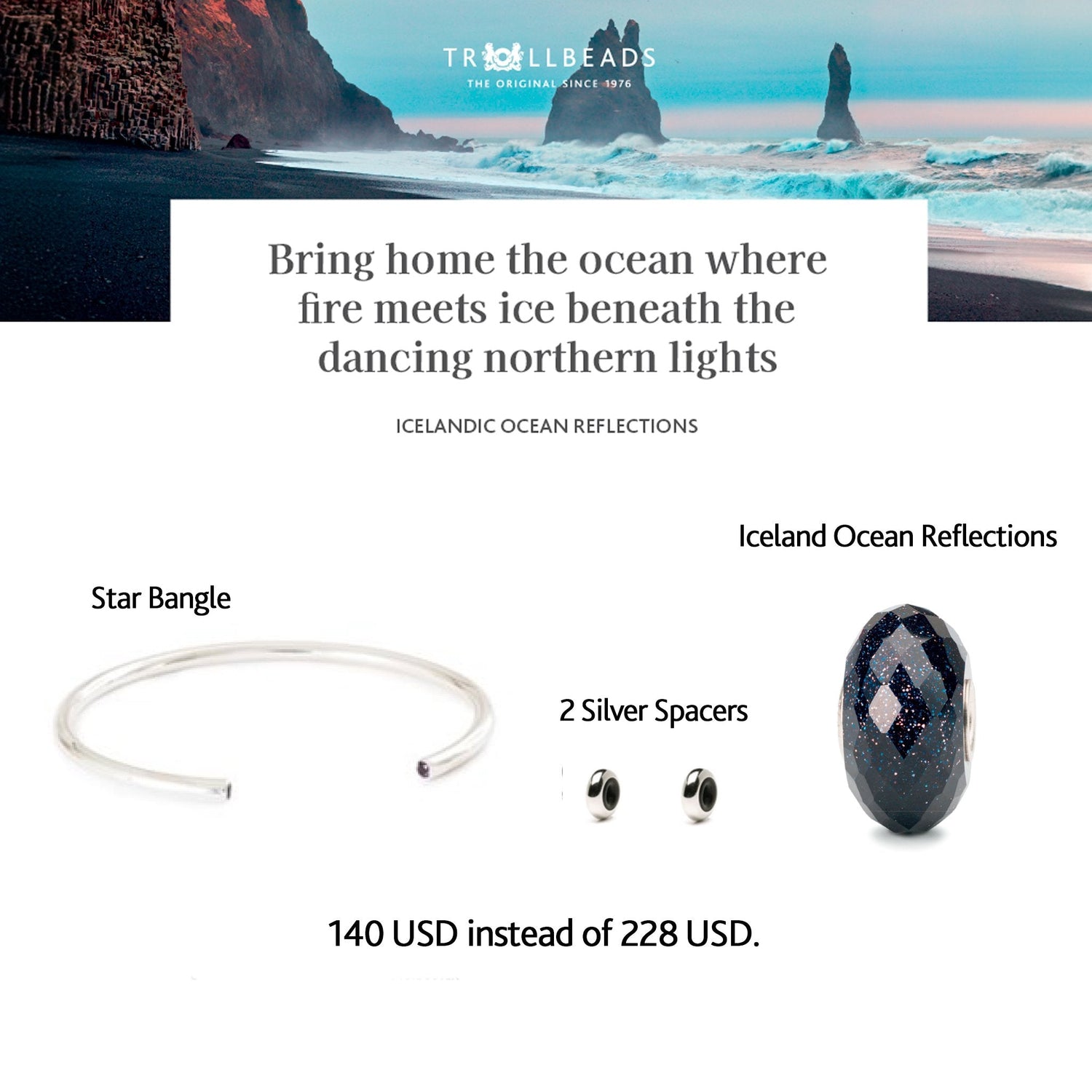 Trollbeads - Icelandic Ocean Reflections with Power Bangle - nammi.isTrollbeads