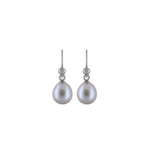 Titanium Earring w/ Freshwater Pearls Grey Rice 8.5-9mm Polished - Ófeigur gullsmiðja - ofeigur.is