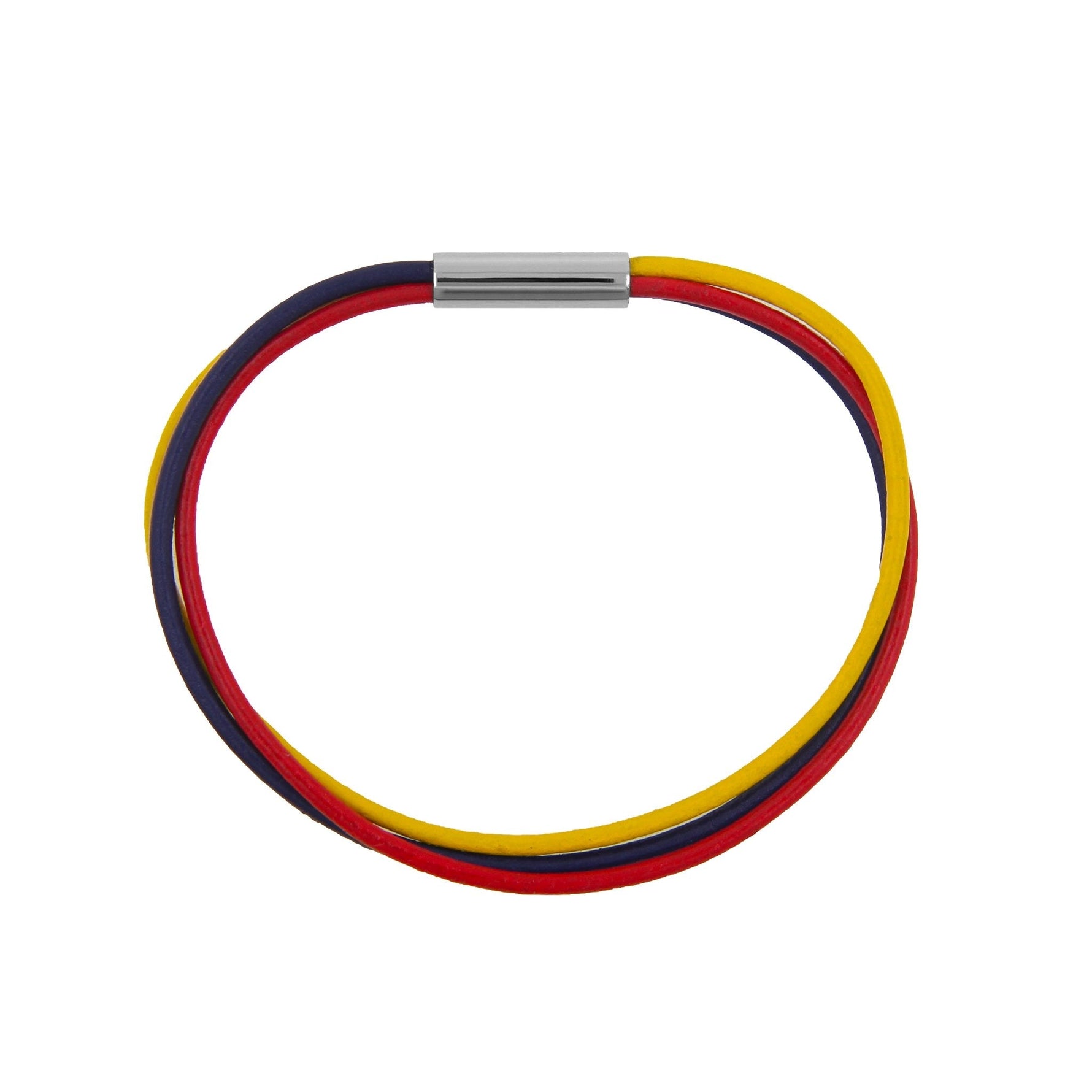 Leðurarmband -3 litir, Rautt, Gult og Fjólublátt 3 X 2mm leðurstrengir og títaníum segullás. Frá Zeezen.  Ófeigur gullsmiðja