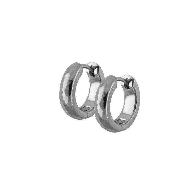Titanium - Hoop earrings - Polished / Flat Hammered 